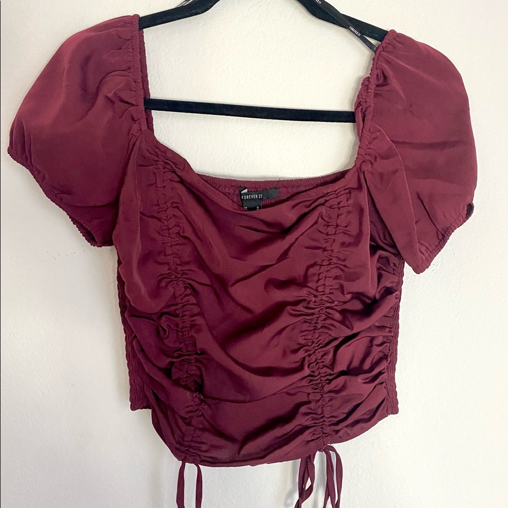 Satin burgundy top